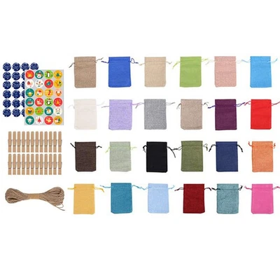 1 Set Christmas Advent Calendar Beutel 24 Tage Hanging Draw String Candy Bags - Bild 1 von 4