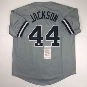 Autographed/Signed REGGIE JACKSON New York Grey Baseball Jersey JSA COA Auto - Picture 1 of 4