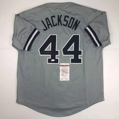 Autographed/Signed REGGIE JACKSON New York Grey Baseball Jersey JSA COA Auto - Image 1 of 4