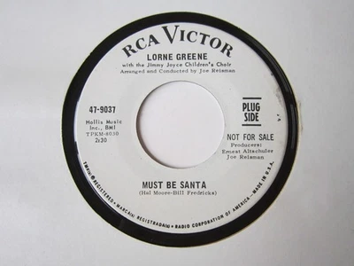CHRISTMAS Lorne Greene IT MUST BE SANTA One Solitary Life RCA #9037 Promo NM Foto 1 de 2
