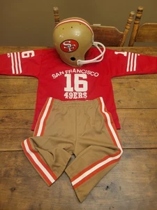 SF 49ers Football Uniform & Helmet 80’s Joe Montana Hutch Medium Kids - Picture 1 of 17