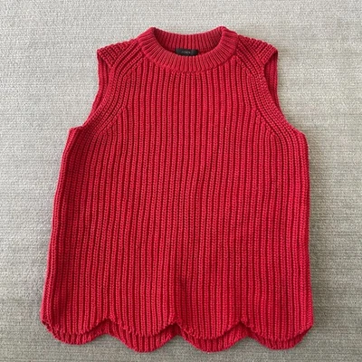 J Crew свитер жилет женщин XS красный ребристый трикотажа Academia минимальный ворота гребешок - Изображение 1 из 4