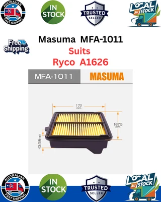 Masuma MFA-1011 Engine Air Filter Fits Honda City & Jazz Suits Ryco A1626 - image 1 of 3