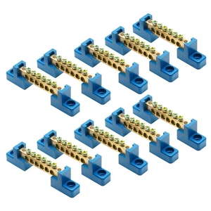 10 Pcs Ground Bus Bar Terminal Block Brass Electrical Grounding Bars Wire - Picture 1 of 7