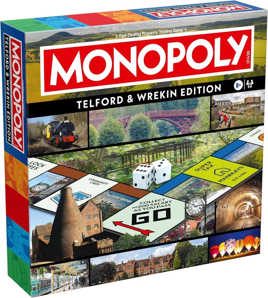 Winning Moves Telford & Wrekin Monopoly Board Game Ages 8+ 2-6 Players - Image 1 of 4