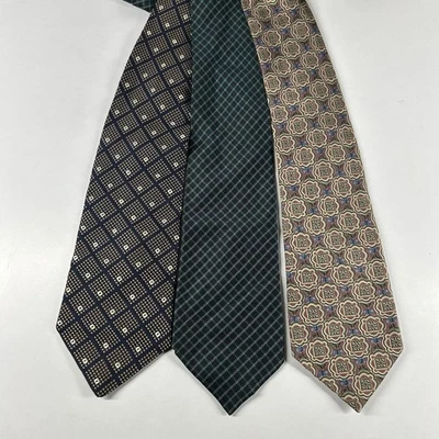 Paquete 3 corbatas vintage de seda florales a rayas de caña de Austin para hombre Foto 1 de 4