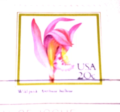 Wild Pink Flowers - Orchids - 1984 22kt Gold Replica Stamps - SEE BELOW - Image 1 of 4