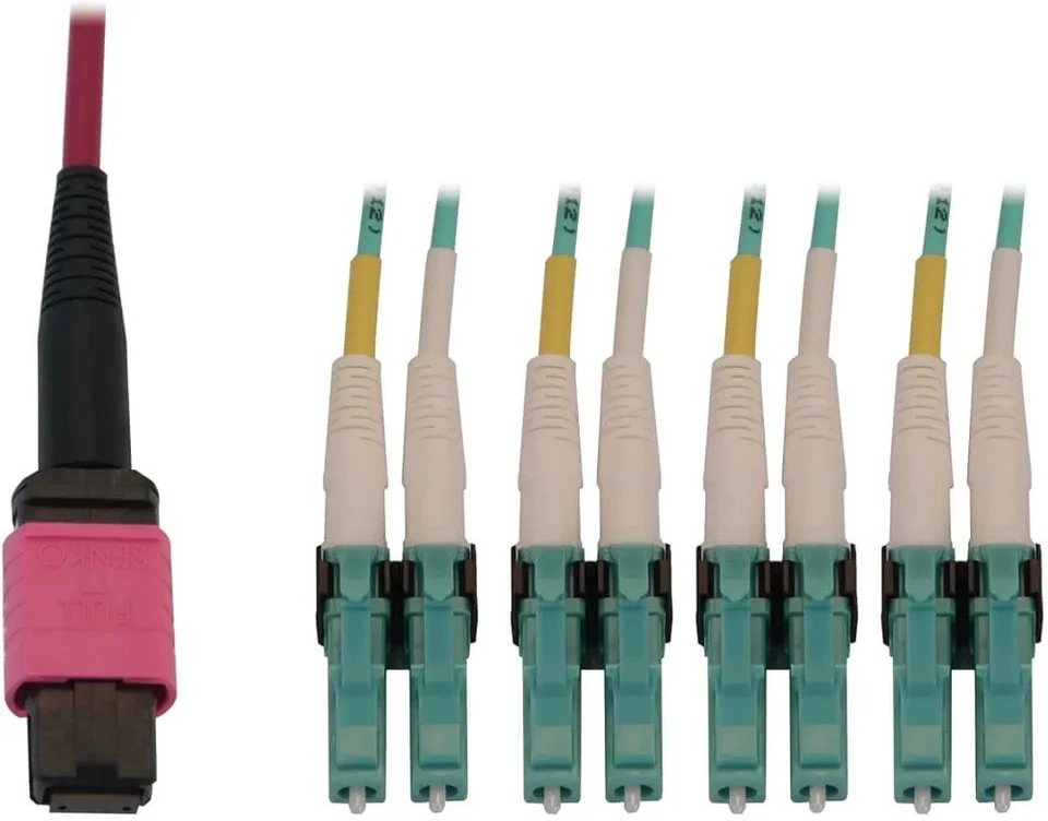 Tripp Lite Multimode Fiber Patch Cable, 50/125 OM4 MPO to 4X Switchable LC... - Image 1 of 4