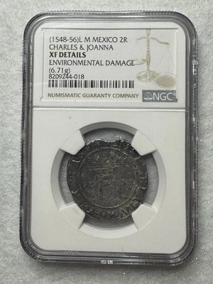 1548-56 Mexico 2 Reales Charles & Joanna- NGC XF Details - Image 1 of 4