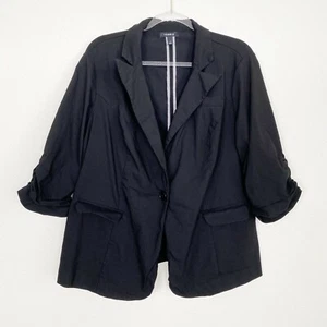 Torrid Plus 1 Black Ruched 3/4 Sleeve Blazer Jacket Career - Bild 1 von 6