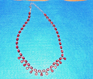 Ruby Red Stones Fashion Necklace By Avon 