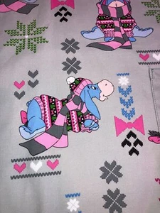 Disneys Eeyore Scrub Top Gray Winter Snowflake Holiday Pattern - Picture 1 of 7
