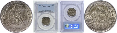 1860-O Seated Liberty Quarter PCGS AU-58 Cover