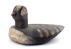 Antique Primitive Black Duck Decoy Hand Carved Rare Flat Body American Folk Art