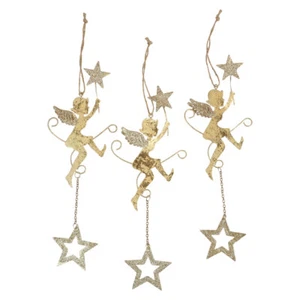 Weihnachtsdeko Engel Anhänger mit Sternen - Hängedeko, Baumschmuck, 28cm, 3er - Bild 1 von 3