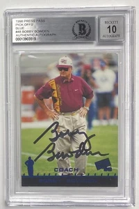 BOBBY BOWDEN 1998 FIRMADO PASE DE PRENSA PICK OFFS AZUL #48 AUTÉNTICO 10 AUTOMÁTICO - Imagen 1 de 2