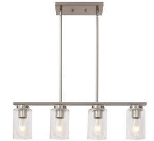 Tudoluz 4-lights Island Ceiling Pendant Light with Clear Glass Brushed Nickel