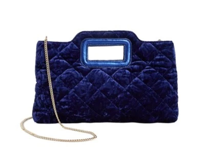 Bolso de hombro INC Juditth de terciopelo acolchado con asa abierta - AZUL Foto 1 de 4