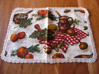 Napperon vintage en coton avec dentelle - Photo 1/4