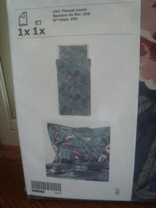 IKEA FILODENDRON Bettbezug & Kissenbezug Bettset Blumen Bettwäsche dunkelblau TWIN - Bild 1 von 12