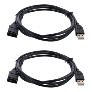 Pack of 2 Cables USB 2.0 Extension Cable A to A M/F 6 FT For PC or Mac Android - Picture 1 of 3
