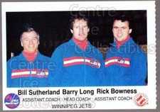 1984-85 Winnipeg Jets Police #23 Barry Long, Bill Sutherland, Rick Bowness