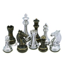 Edbo Chess PIECES ONLY Metal Set, LARGE 3.75 Inch King, EXTRA QUEENS, NO BOARD