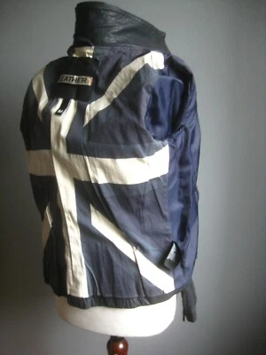 CHAQUETA DE CUERO SUPERDRY PARA MUJER 10 BOMBER BIKER ajustada Union Jack MEGAN Mediana Foto 1 de 4