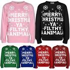 Girls Boys Christmas Jumper Novelty " Merry Christmas Ya Filthy Animal " Sweater