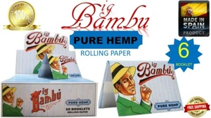 Big Bambu 1 1/2" PURE HEMP World's Finest Rolling Paper 33 Leaves/Book (SPAIN) 6 - Picture 1 of 1
