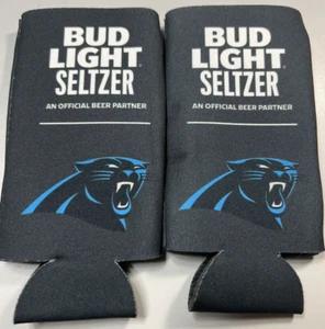 Lot of 2 BUD LIGHT SELTZER CAN Carolina Panters Beer Drink Koozie Coozie NEW - Picture 1 of 6