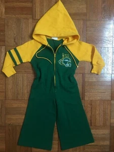 Vtg Bell Bottoms Baby Jump Suit 70s Doe Spun Kids Toddler Hood Jacket Pants sz 2 - Picture 1 of 4