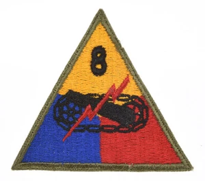 Insegna manica spalla 8° divisione corazzata USA seconda guerra mondiale, senza bagliore - Foto 1 di 2