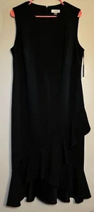 Nuevo con etiquetas Vestido midi Calvin Klein para mujer negro sin mangas con flecos pantorrilla Plus 14W - Imagen 1 de 8