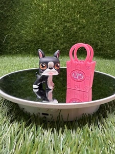 Littlest Pet Shop LPS Authentic Black and White Boston Terrier #63 W Accessory - Picture 1 of 5