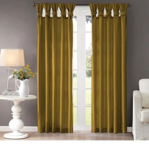 New Collection 2PC Madison Natalie Twisted 42''x 84'' Satin Golden Curtain - Picture 1 of 4