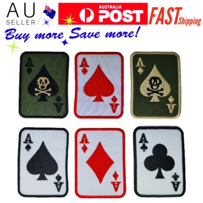 Ace Iron on Patch Cards Game Spades Clubs Diamonds Suit Poker 7.5x5.5x0.1cm(2.1g - Image 1 of 4