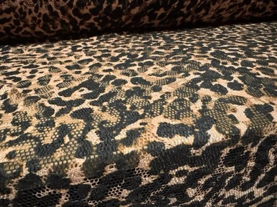 Stretch Spandex Lace Fabric, per metre - Leopard Animal Print - Rose Gold - Image 1 of 4
