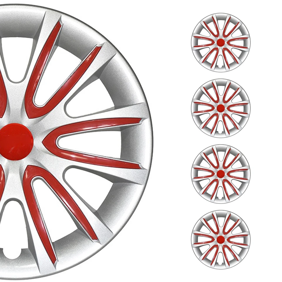 14" Wheel Covers Hubcaps for Honda Grey Red Gloss - Image 1 of 4