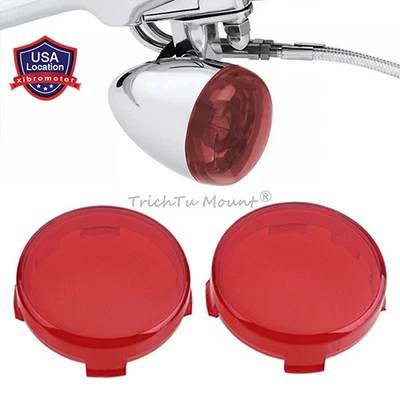 1 par de luces de giro rojas cubierta de lente para Harley Sportster Dyna Softail Fatboy Foto 1 de 4