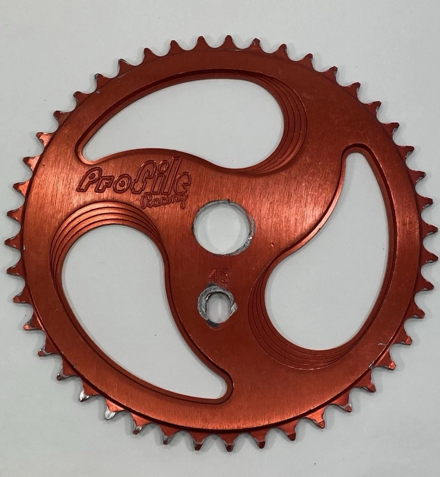 Rueda dentada Profile Racing Rip Saw 45T roja anodizada años 90 Mid School BMX Foto 1 de 4