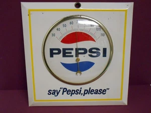 Rare Vtg say “Pepsi, please” Thermometer by Permanent Sign & Display Co. ca 60s - Picture 1 of 5