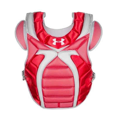 Under Armour Pro 女式垒球捕手胸部保护 14.5 英寸红色 12-16 岁 — 第 1/4 张图片