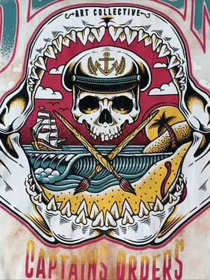 Sullen Buckle 粉色连帽衫艺术集体船长订单纹身成人中号 — 第 1/4 张图片