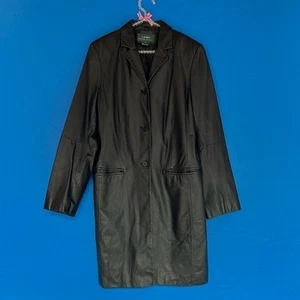 Lauren Ralph Lauren black buttery leather 3 button trench jacket medium… - Picture 1 of 13