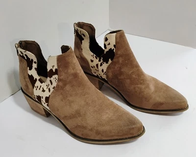 Mujer Pierre Dumas Botines Talla 10 Estampado Vaca Gamuza Western Foto 1 de 4