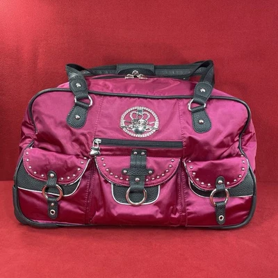 Kathy Van Zeeland Y2K Roller Luggage Travel Duffel Bag Hot Pink Damaged - Image 1 of 4