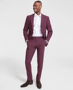 Bar Iii Mens Slim fit Dress Pants 31 / 30 Red Solid - Picture 1 of 5