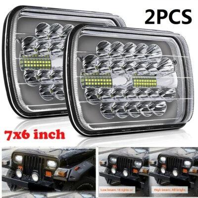 2x 7x6'' LED Headlight Hi/Lo Sealed Projector Beam For Jeep Cherokee XJ YJ Ford - Изображение 1 из 4