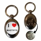 I Love Heart Mastiffs - 1/€1 Shopping Trolley Coin Key Ring New